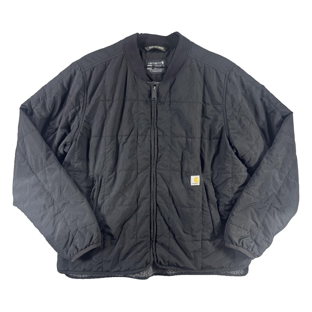 Carhartt Jacket Womens 2XL Black Rain Defender Sherpa Lined Soft-Shell Bomber